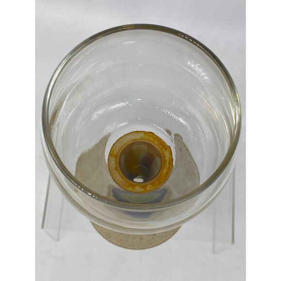 Handcrafted Stemmed Glass Goblets Ceramic Base & Colorful Design 2-Piece Set - Picture 6 of 9